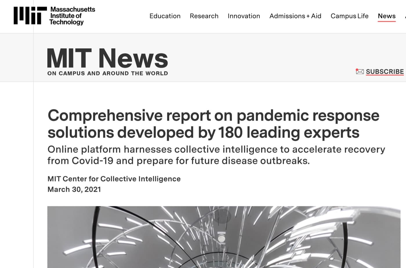MIT News: comprehensive report on pandemic response solutions